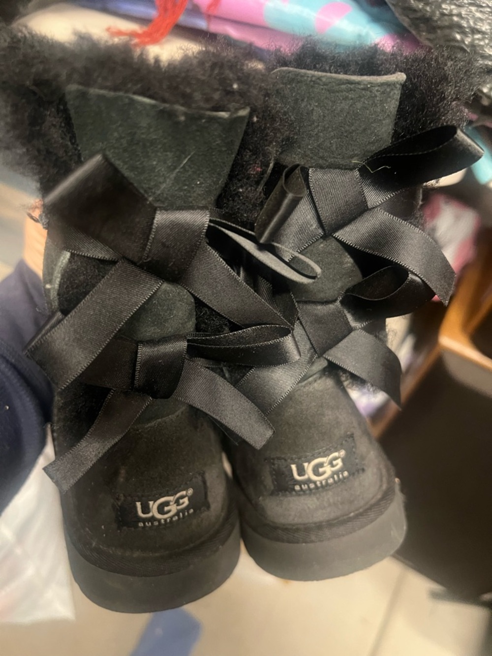 UGGs Black Suede Bow-Back Winter Boots